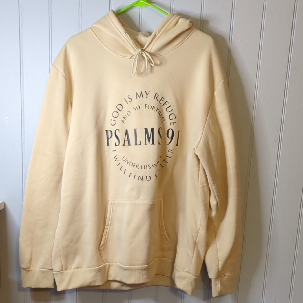 Men's Beige Hoodie with Psalms 91 Design